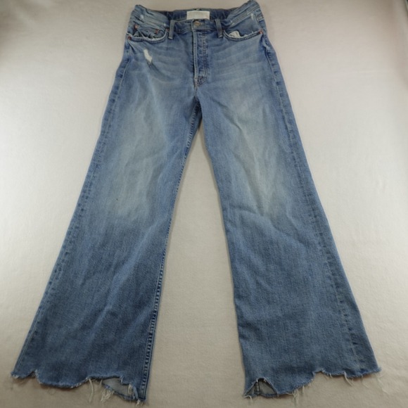 Mother The Tomcat Roller Chew Jeans Women 30x30 Blue Distressed Raw Wide Leg Y2K